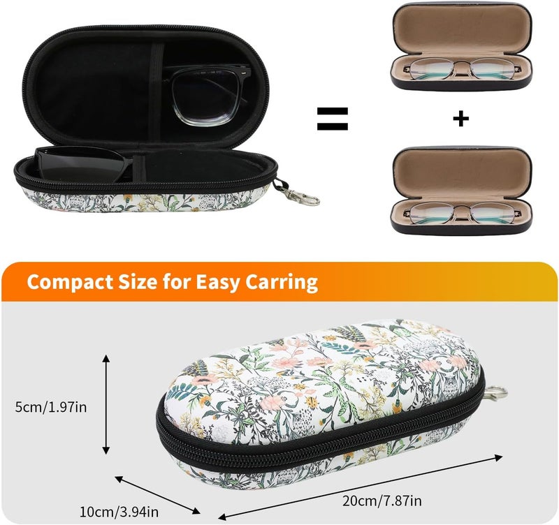 FlyingMage Store Double Eyeglasses Case, Hard Shell Dual Sunglasses Organizer with Zipper Clip Travel Glasses Storage for Women Men - Image 5